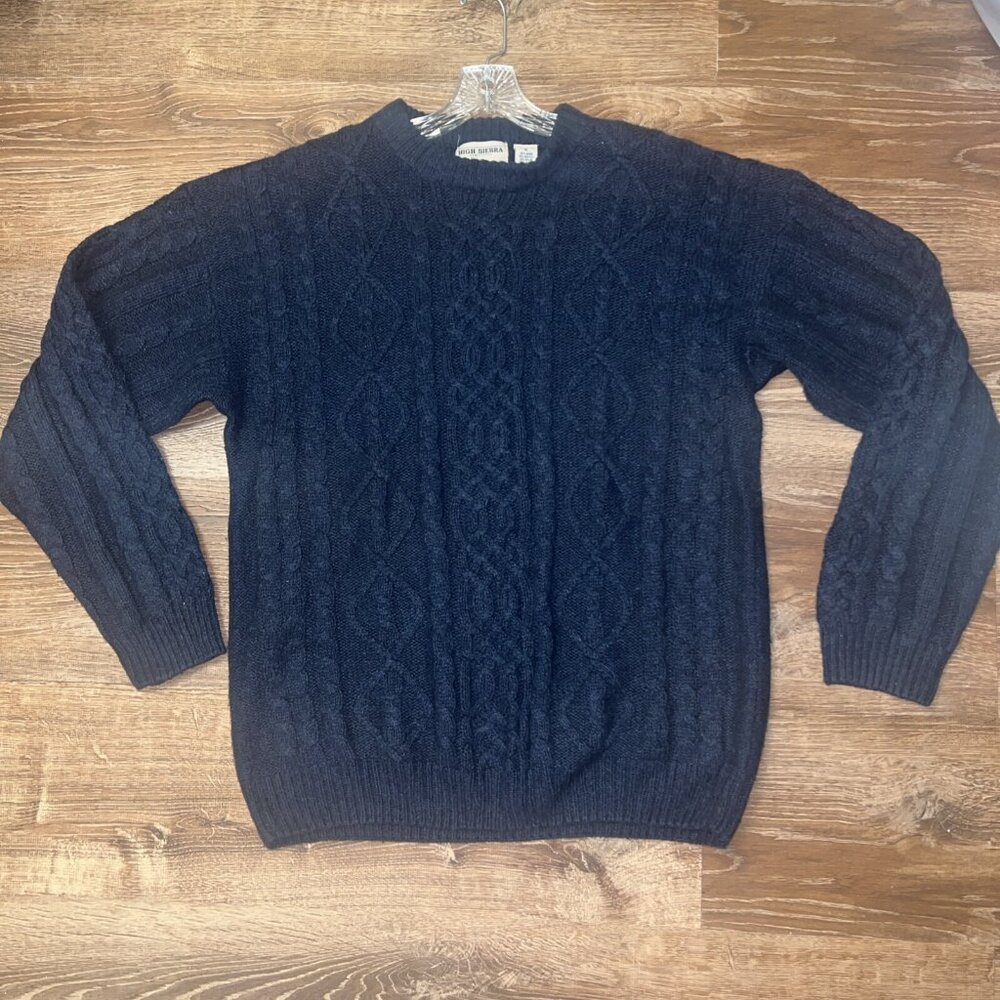 HIGH SIERRA Y2K Cable Knit Wool Blend Crewneck Fisherman Sweater Men's Size XL